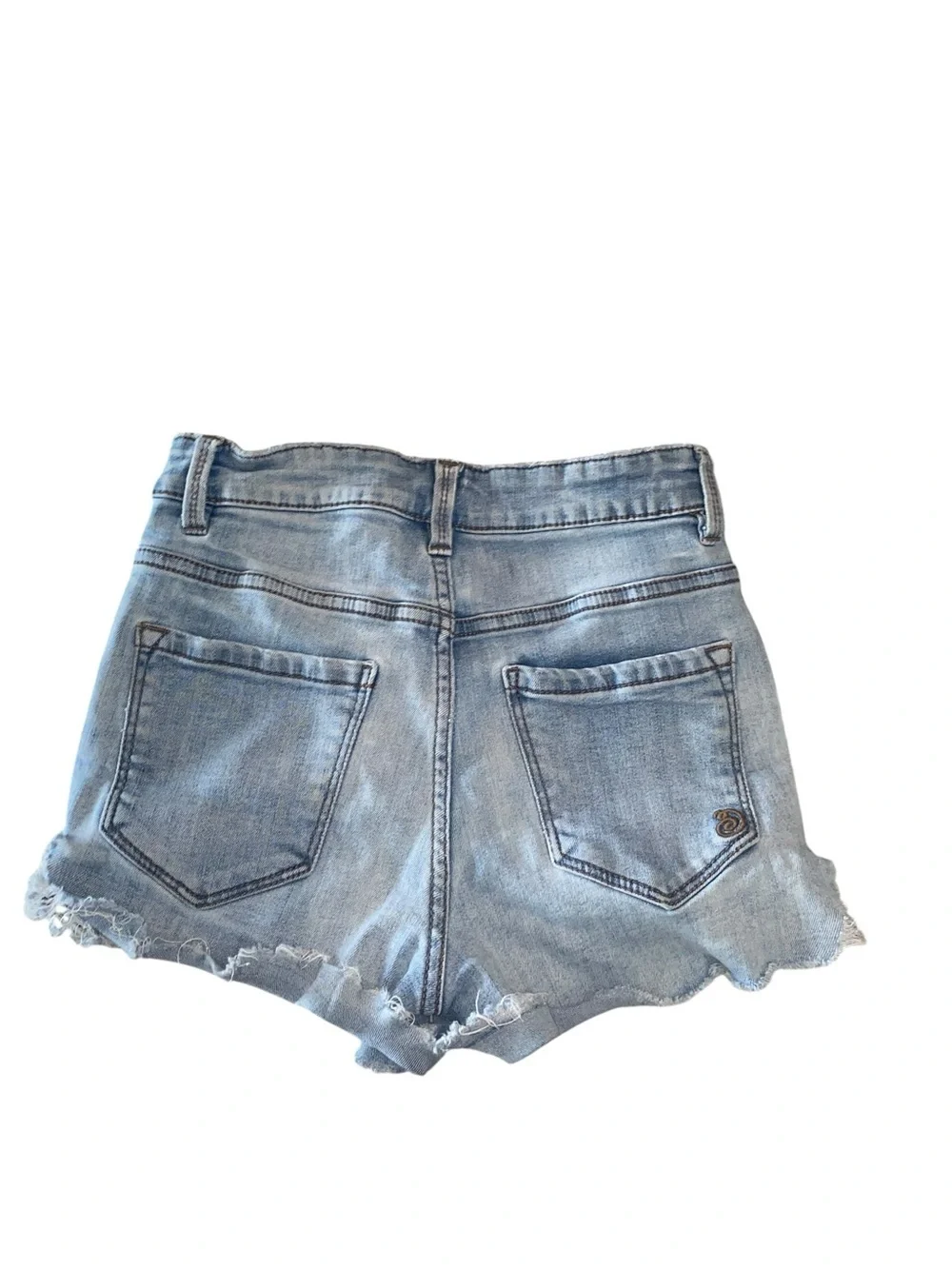 Indigo Rein Light Blue Distressed Button-Fly cut off Jean Shorts micro